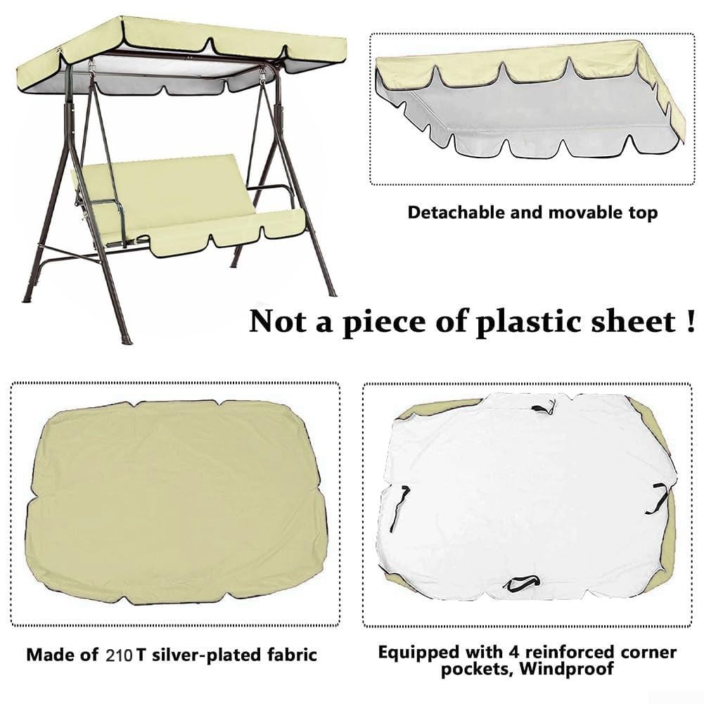 Lot De 2 Housses De Rechange Pour Balancelle Jardin 3 Places - Tissu Oxford 210D Imperméable - 164x114x15 Cm