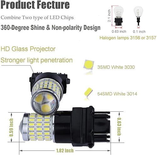 Miniatura 2 de Bombillas LED con repuestos proyector para luces traseras de apoyo o de freno xenón blanco 6500K Brightstar Newest 9-30V Super brillosas de baja