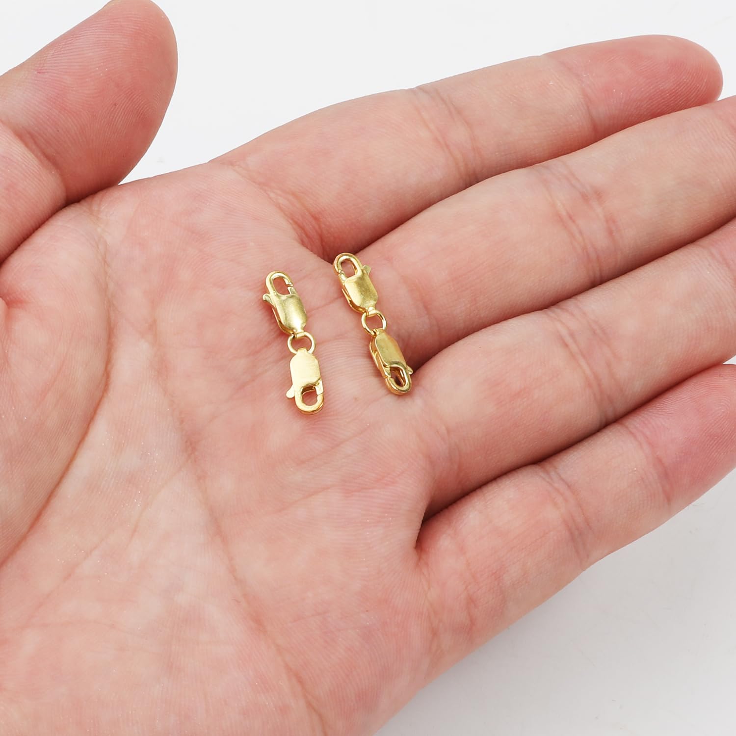 Small Double Lock Lobster Clasp – 925 Sterling Silver With Gold Or Rose Gold Plating, 14mm
