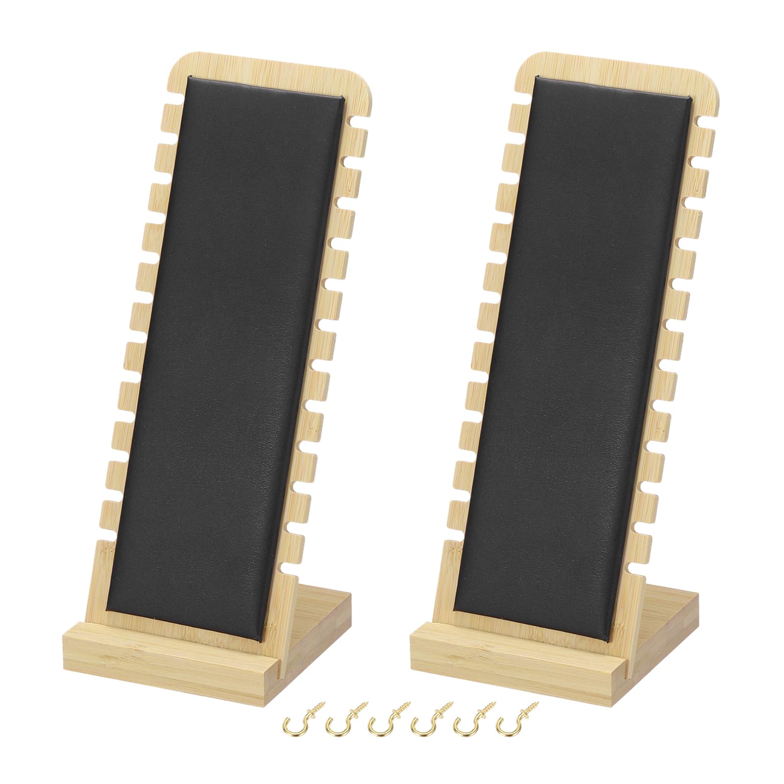 uxcell 2pcs Wooden Necklace Display Stands for Selling, Tabletop Jewelry Display Boards, Necklace Bracelets Chains Organizer for Women Gift Black