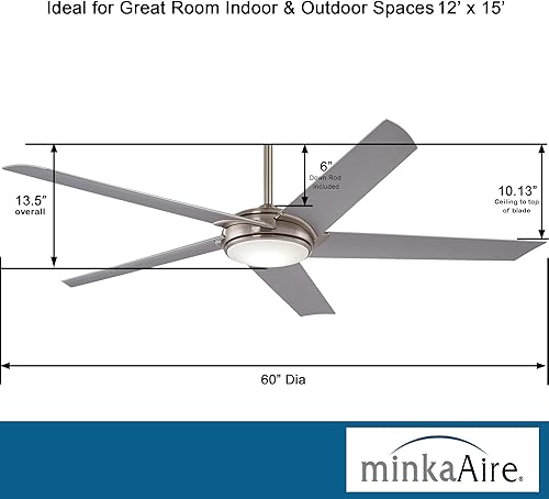 Miniatura 2 de Ventilador de techo Minka-Aire F617L-BN, 60", led inteligente, acabado de níquel cepillado y aspas plateadas