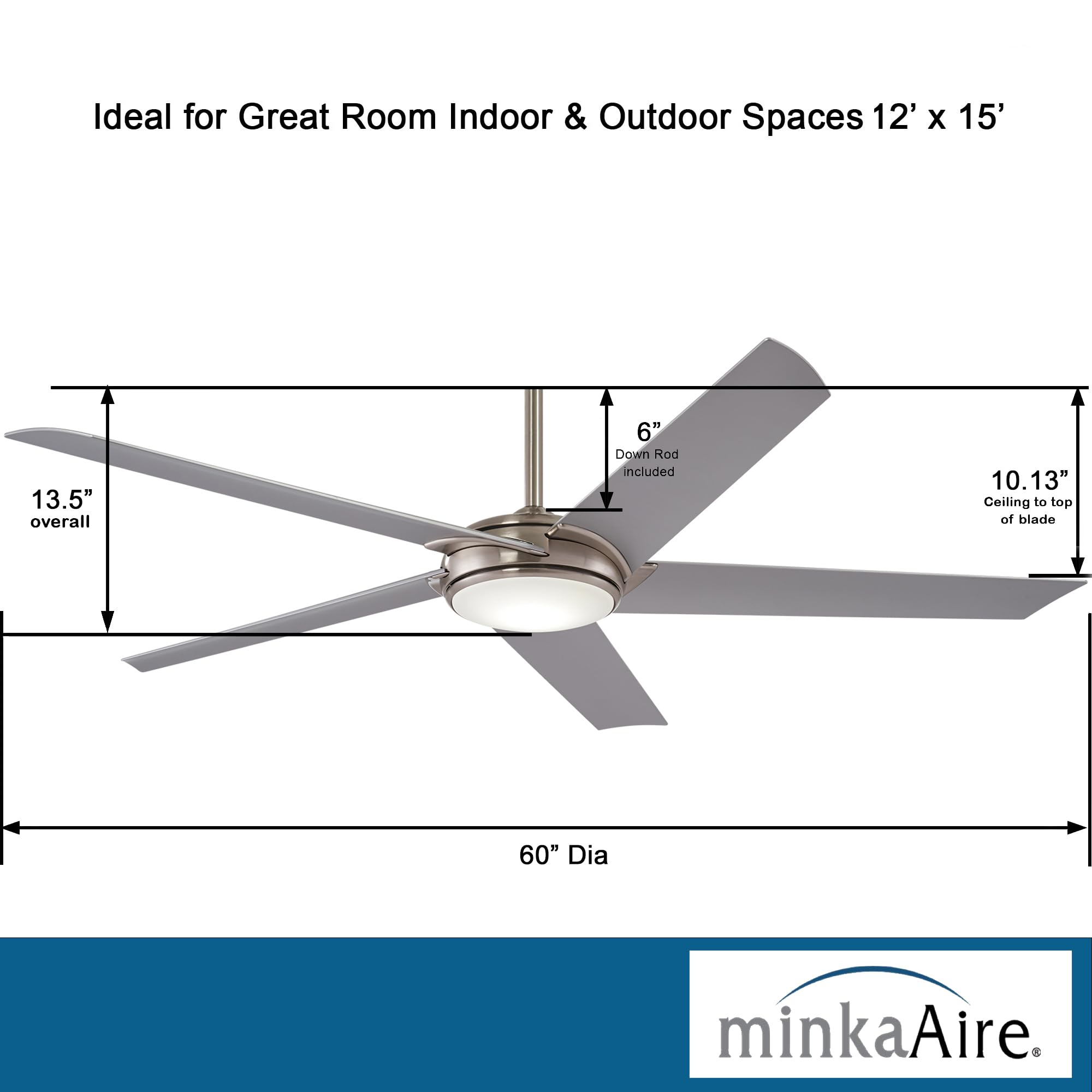 Minka-Aire F617L-BN Raptor 60 Inch LED Ceiling Fan with DC