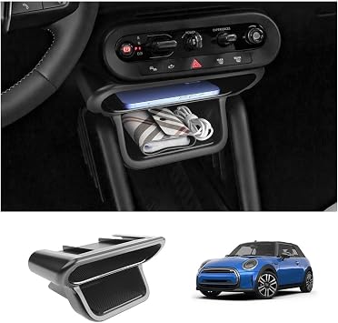 LUWU 2025 2026 Mini Cooper J01/J05 Center Console Organizer Compatible with 2024 2025 2026 Mini Cooper J01/J05 Accessories Armrest Console Storage Box Insert Tray ABS Material Black [NOT for F65/F66]