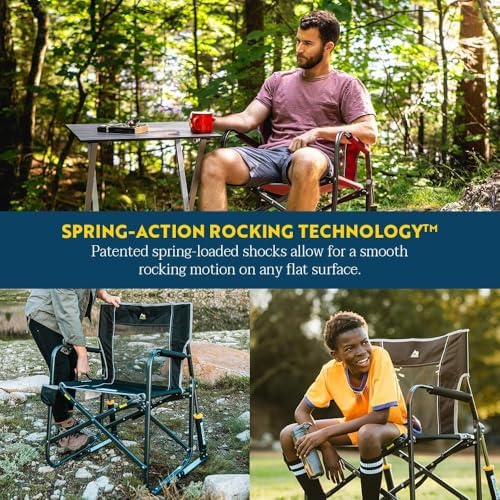 GCI OUTDOOR Freestyle Rocker Camping Chair | Portable Folding Rocking Chair with Solid, Durable Armrests, Drink Holder & Comfortable Backrest — Indigo Blue - 3