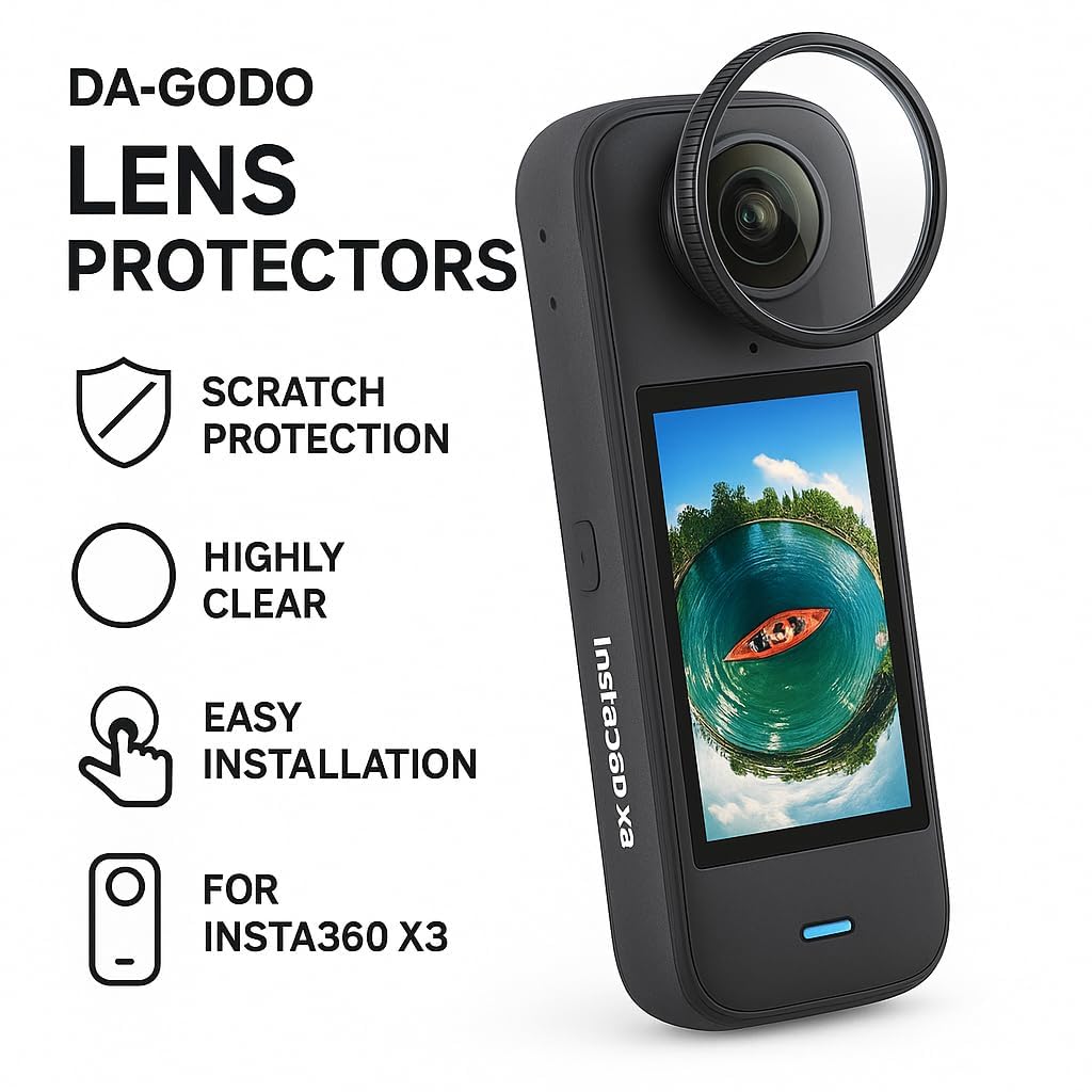 DA-GODO Dual Lens Protector for Insta360 One X3 (2Pcs) – Tempered Glass Sticky Lens Cover, Anti-Scratch, Dustproof Protective Guard for Action Camera Accessories (X3-LG-2PC) 4