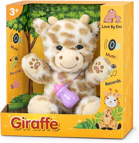 Love By Emi Juguete de peluche de grabación interactiva para niños pequeños, presiona para grabar y jugar, reproducción de sonido activado por