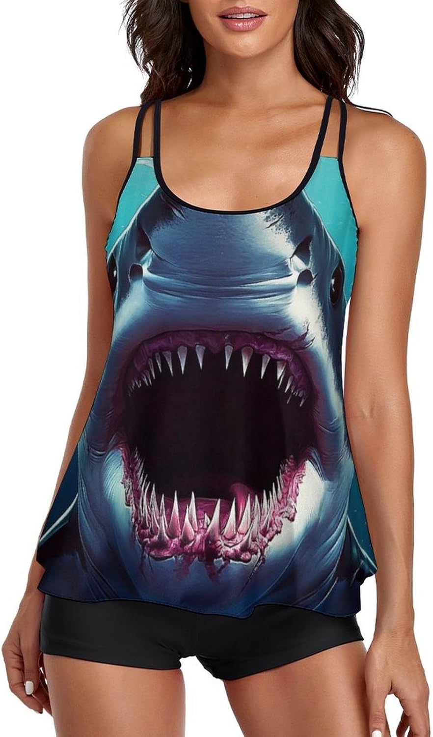 Women Two Piece Swimsuits Monokini U Neck Backness Swimming Suit Bathing Suit