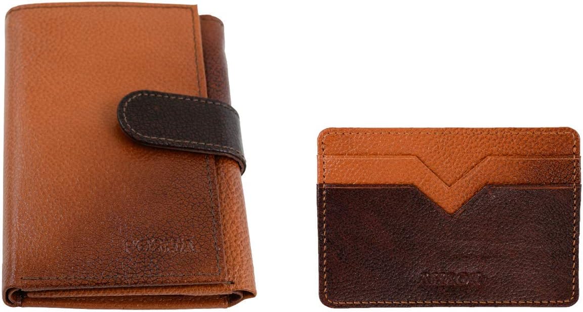 POSHA Genuine Leather Wallet Combo for Women, Girls - Gift for Girl, Women, Girlfriend (Tan & Burgundy)