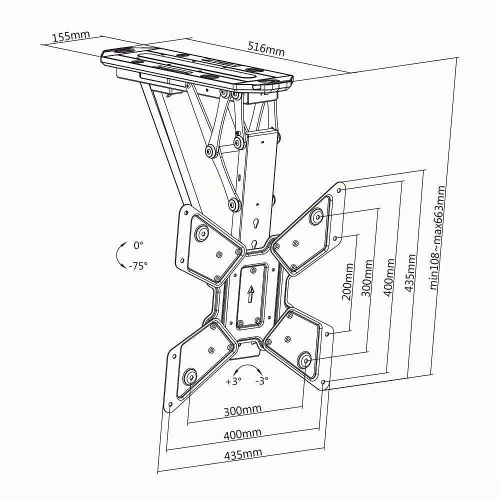 My Wall HL 40 ML Supporto da soffitto per TV motorizzato, inclinabile, con telecomando