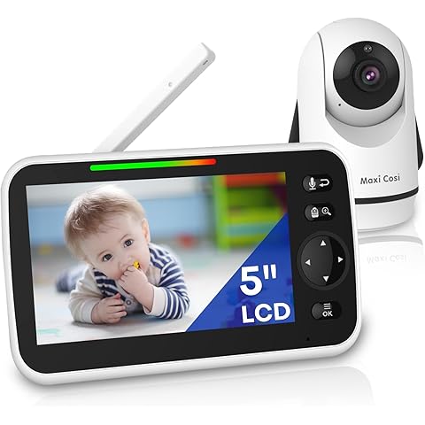 Baby Monitor with Camera and Audio, 5'' Sreen Baby Monitor No WiFi, 30-Hour Battery...