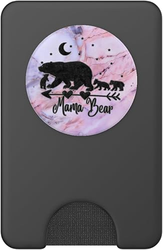 Miniatura 8 de Black Mama Bear and Three Cubs On Pink Gray Blue PopSockets PopGrip agarre intercambiable para teléfonos y tabletas
