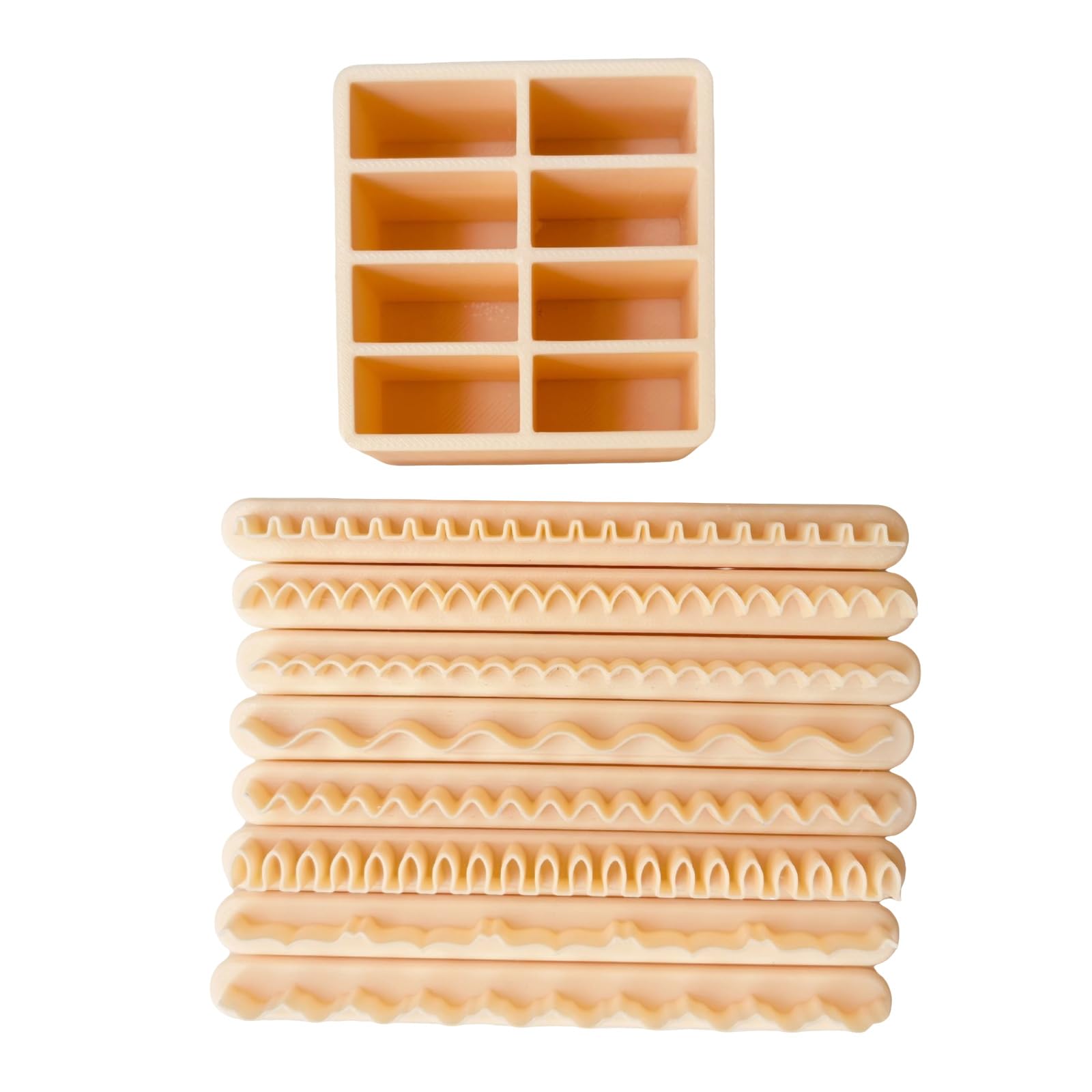 Lot de 8 emporte-pièces en argile polymère pour la fabrication de bijoux avec motifs ondulés et boîte de rangement, parfait pour boucles d'oreilles, pendentifs, outils de coupe en argile pour designs