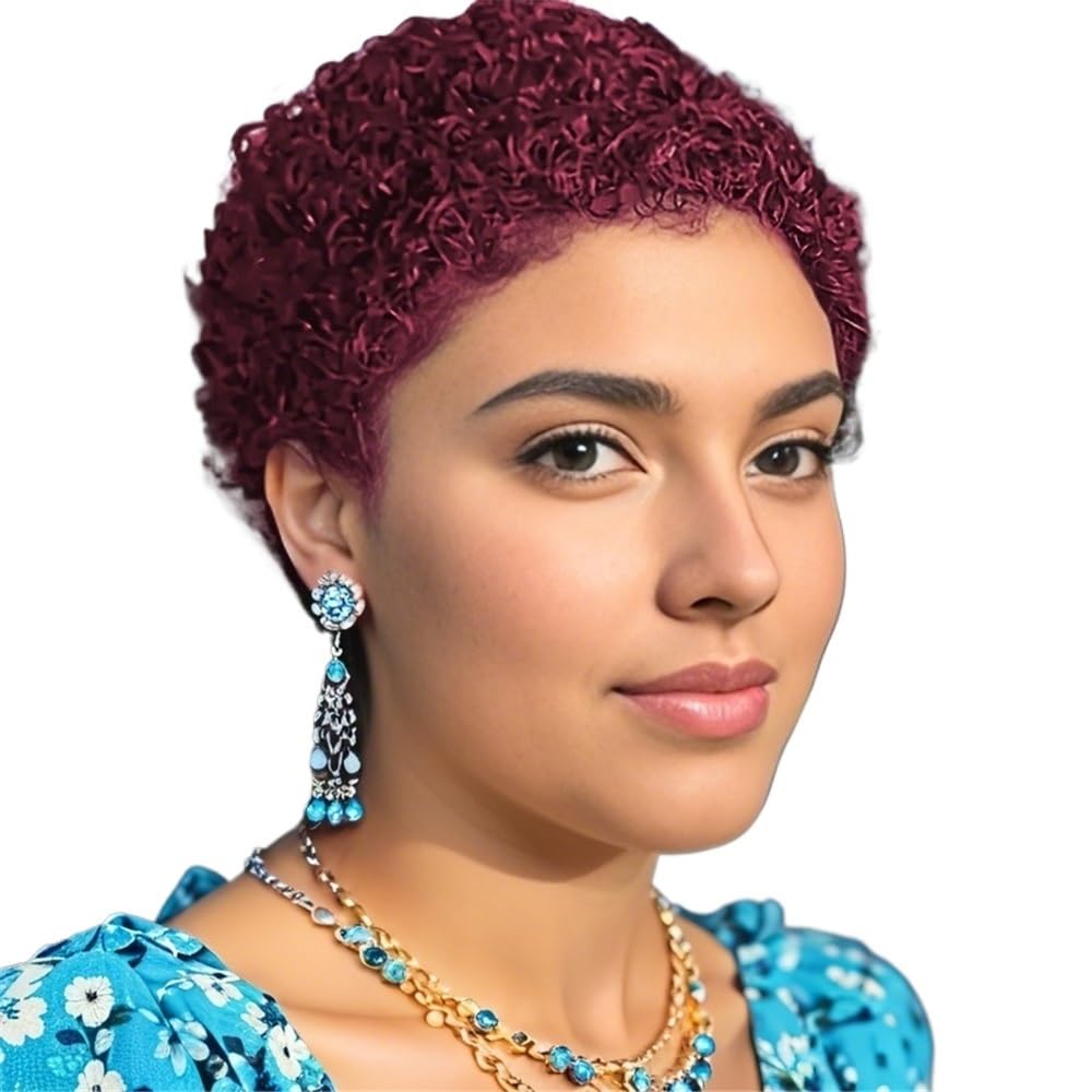 Peluca de cabello humano rizado para lucir un estilo afro pixie natural y sofisticado a diario 4