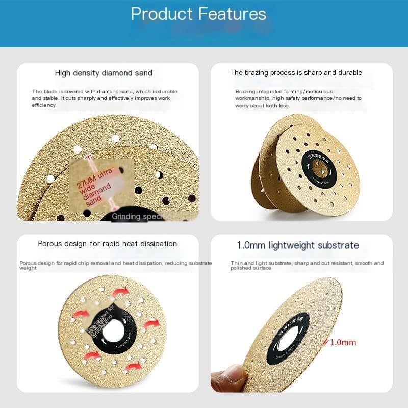 3pc 100mm Diamond Saw Blades - Multi-Hole For Chamfering/Cutting Stone, Tile, Marble, Ceramic - View #8