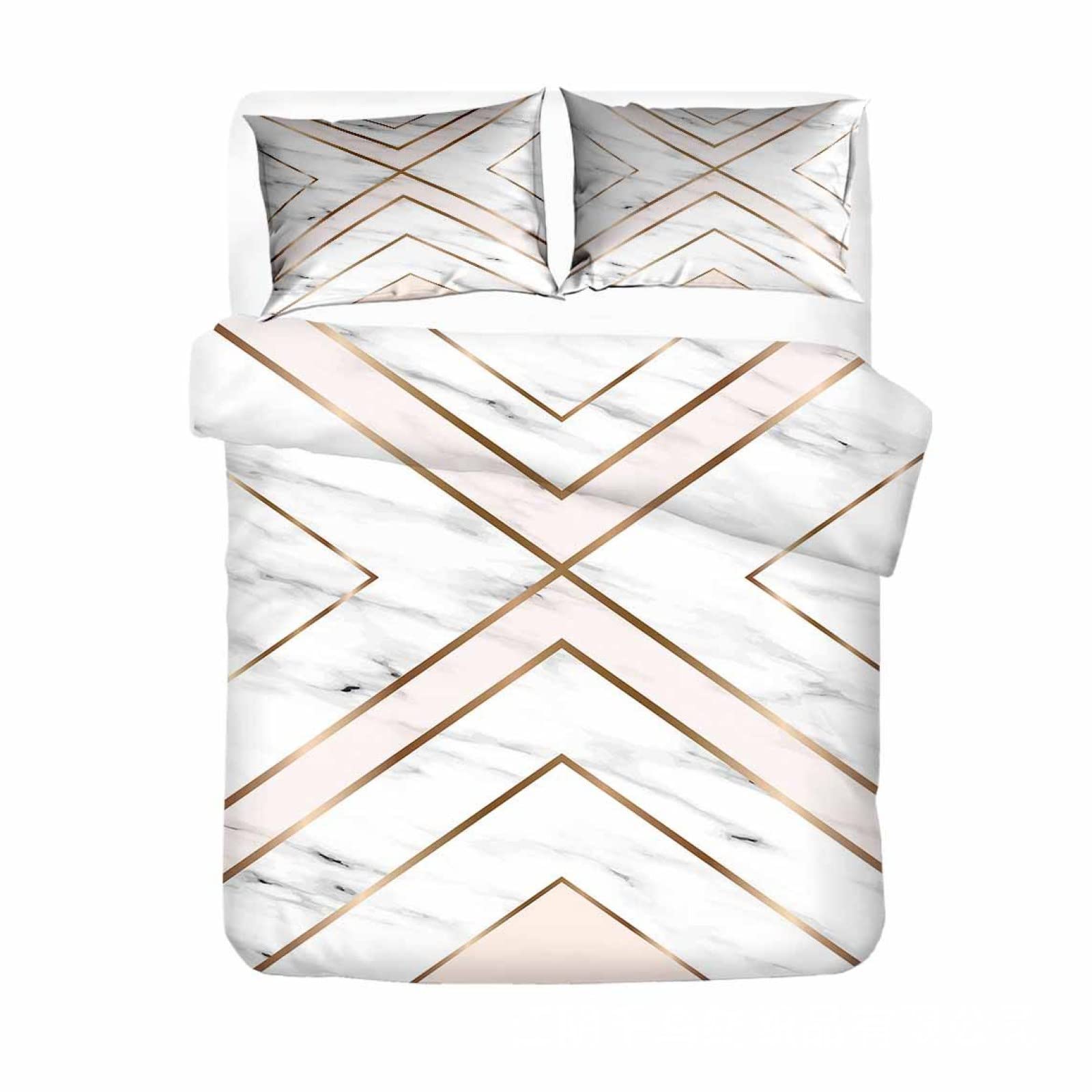 SunYe 3D Digital Printing Geometric Gilt Duvet Cover Comfortable And Breathable Bedding With Invisible Zipper Bedroom Hotel Homestay Universal