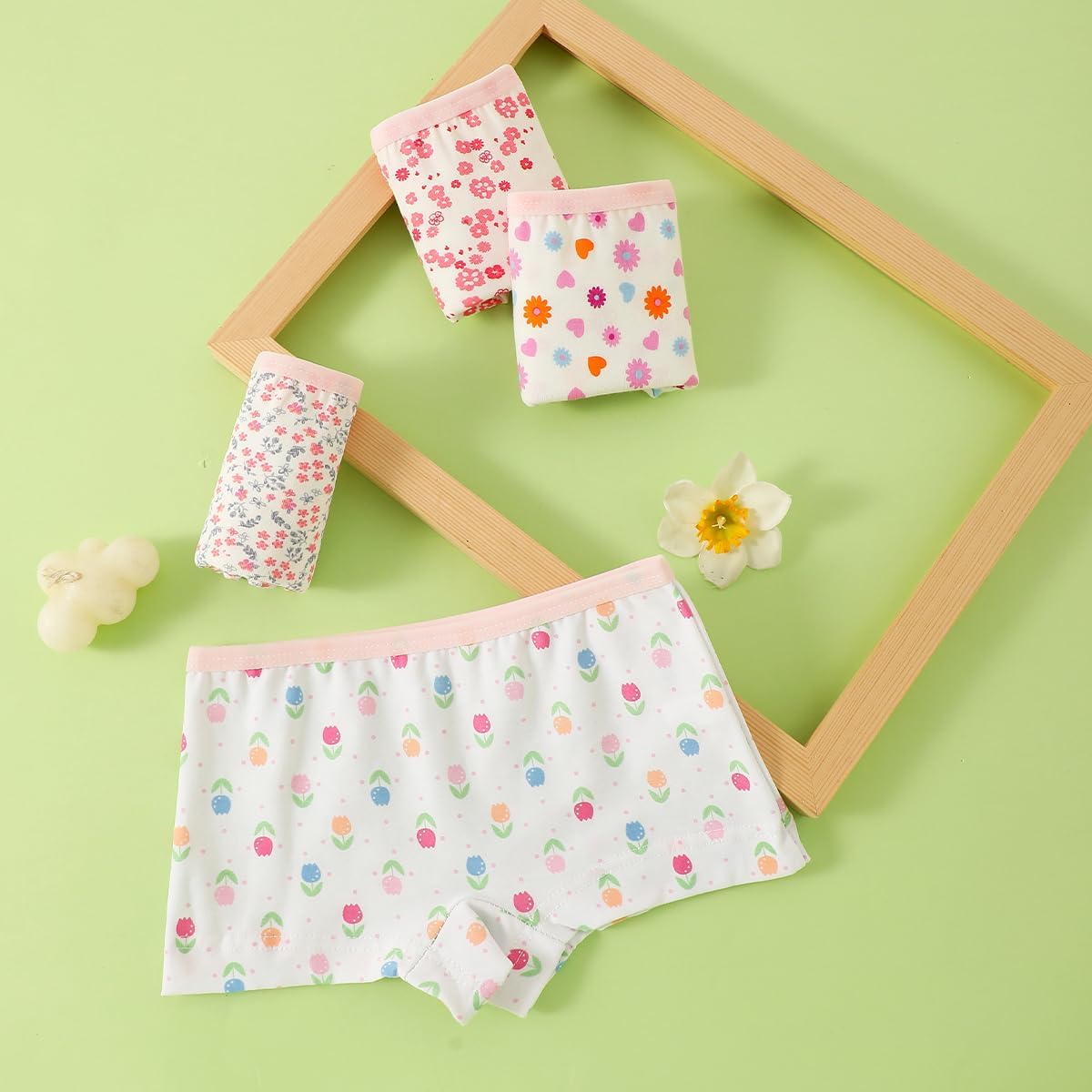 Girls Cotton Underwear Kids 12 Packs Toddler Boyshort Panties 2-14 Yrs - Image 2