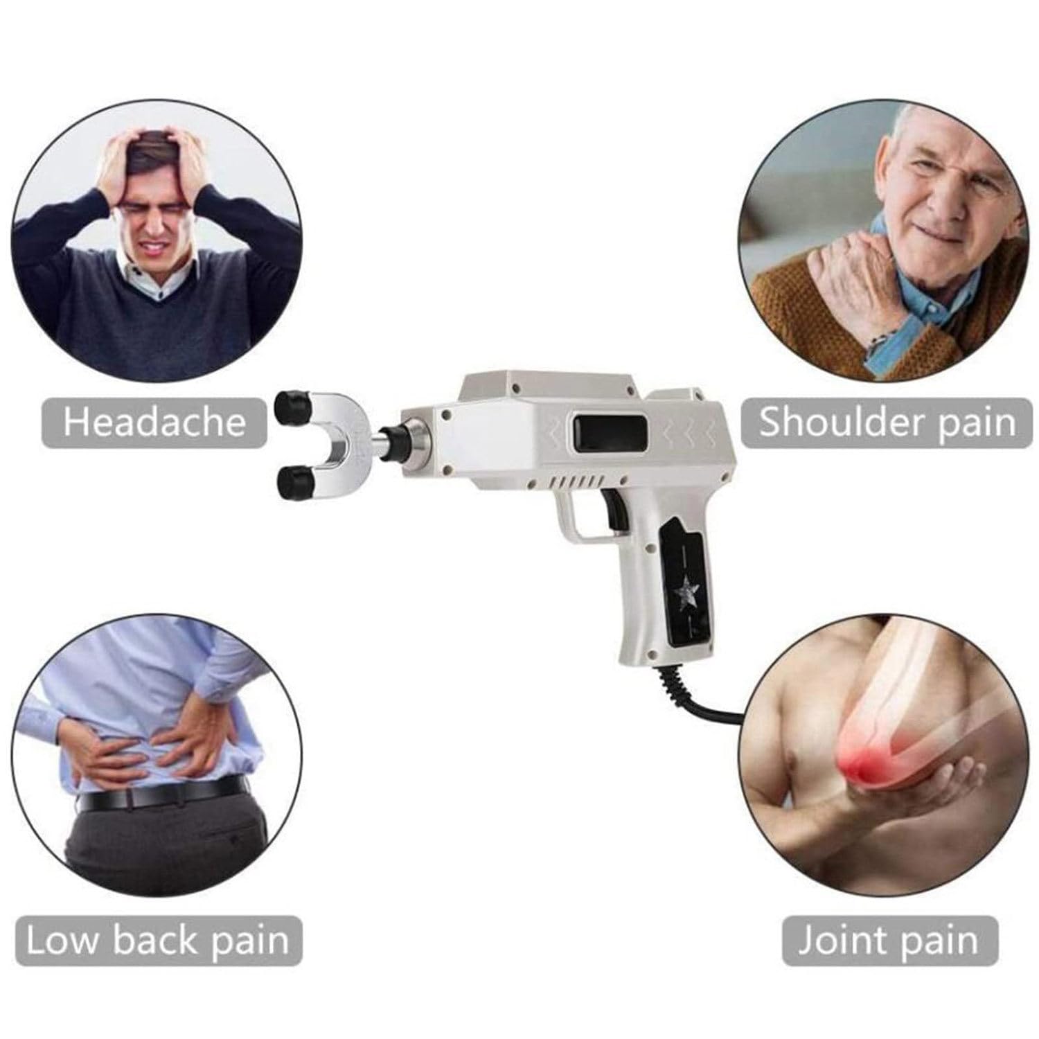 Pistolet de massage électrique à 6 vitesses Activateur de chiropracteur électrique pour la colonne vertébrale Masseur Outil de réglage chiropratique, portatif Masseurs électriques,Gold