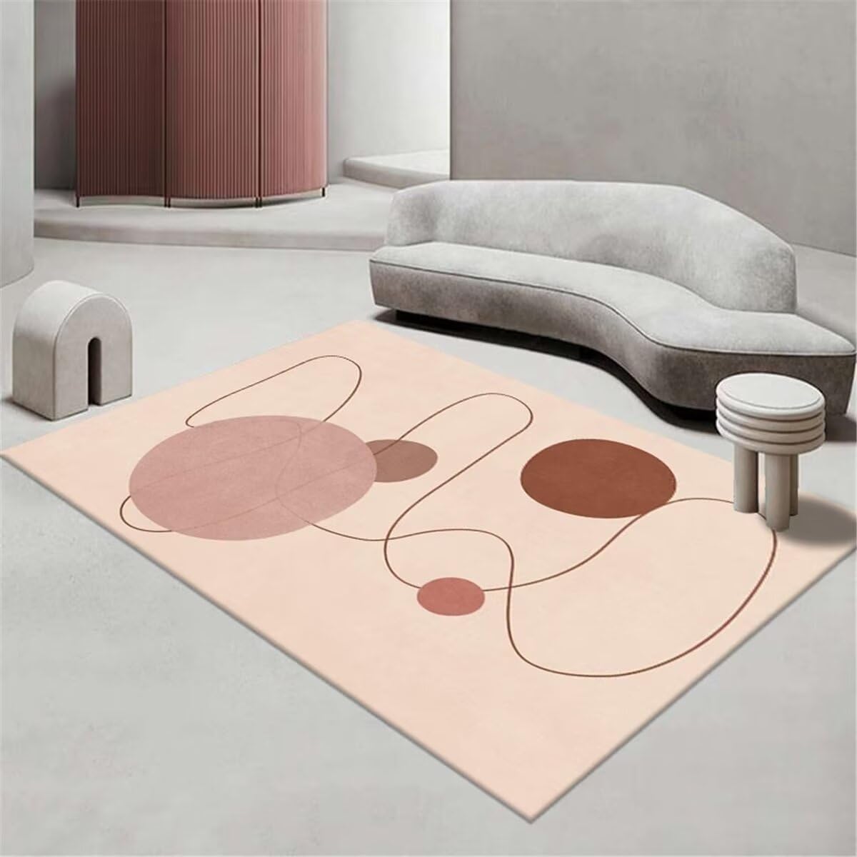 Tapis De Moderne Carpette Chambre Tapis Confortable pour Chambre de Fille Rose décoration Douce Anti-salissure Absorption du Son sans décoloration Tapis Balcon 100X200CM