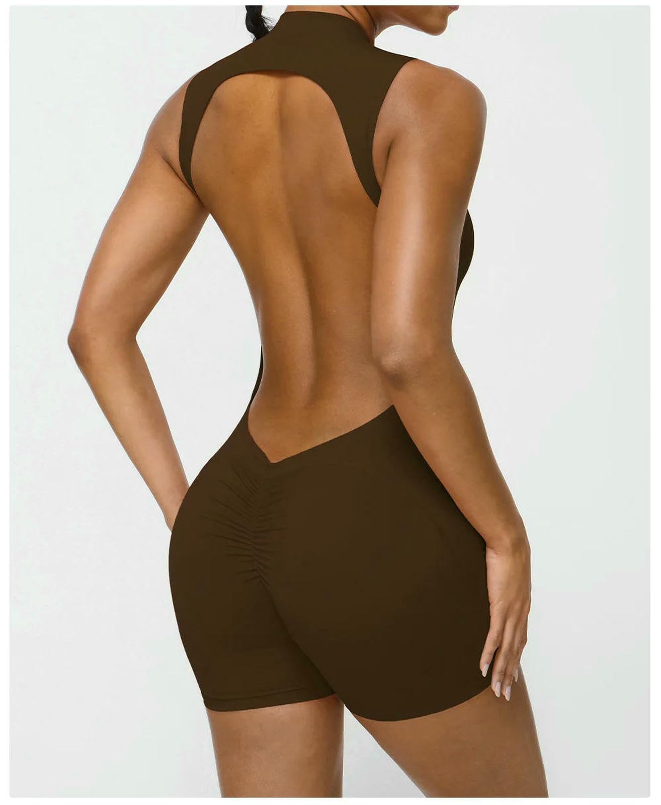 Shapewear Sexy Back V Jumpsuits damski dres zestaw do jogi jednoczęściowy fitness trening kombinezon odzież sportowa zestaw gimnastyczny-czarny-M