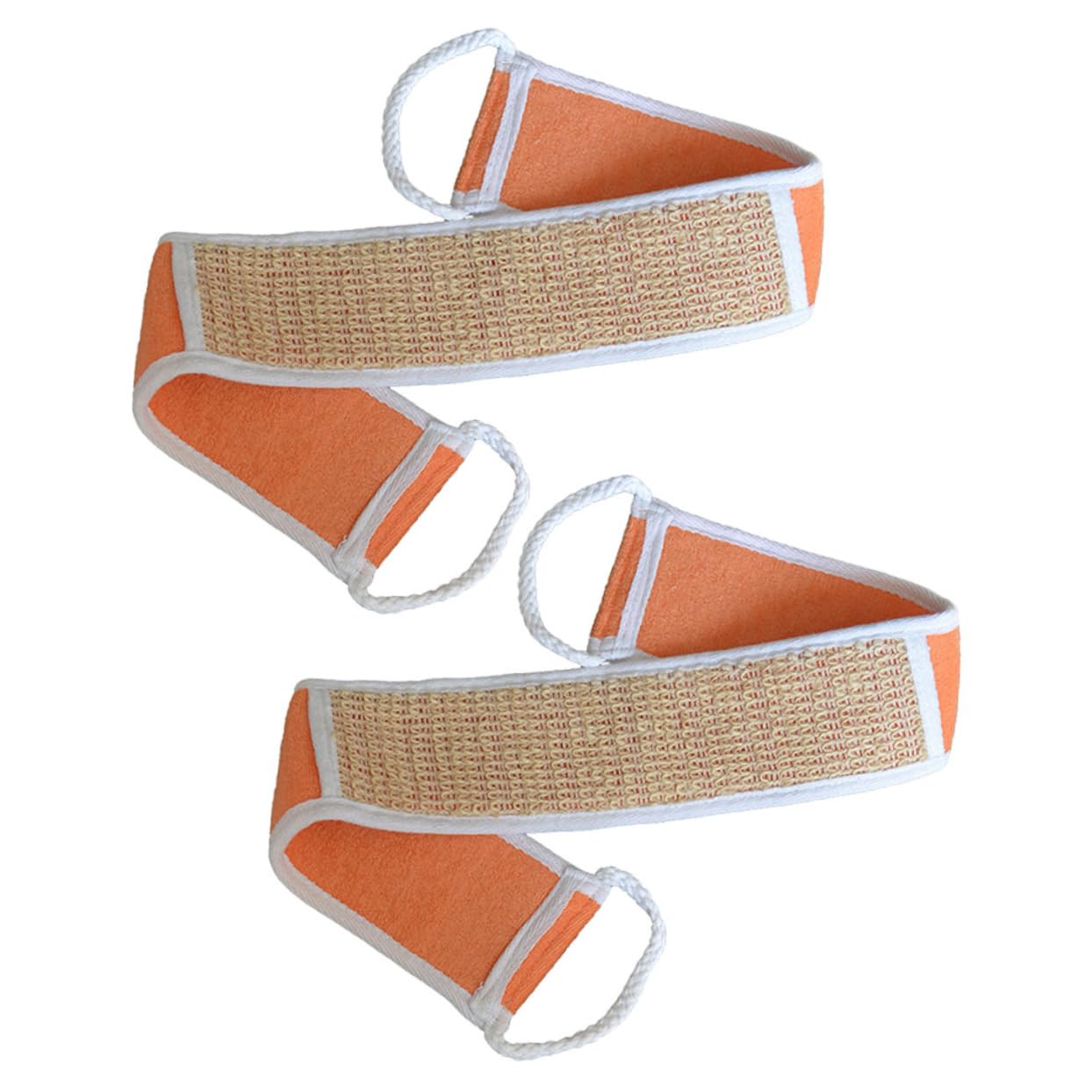 PartyKindom 2pcs Cotton Linen Back Rub Strips for Bath Spa Exfoliating Wash Strap Double-Sided Body Bath Bands