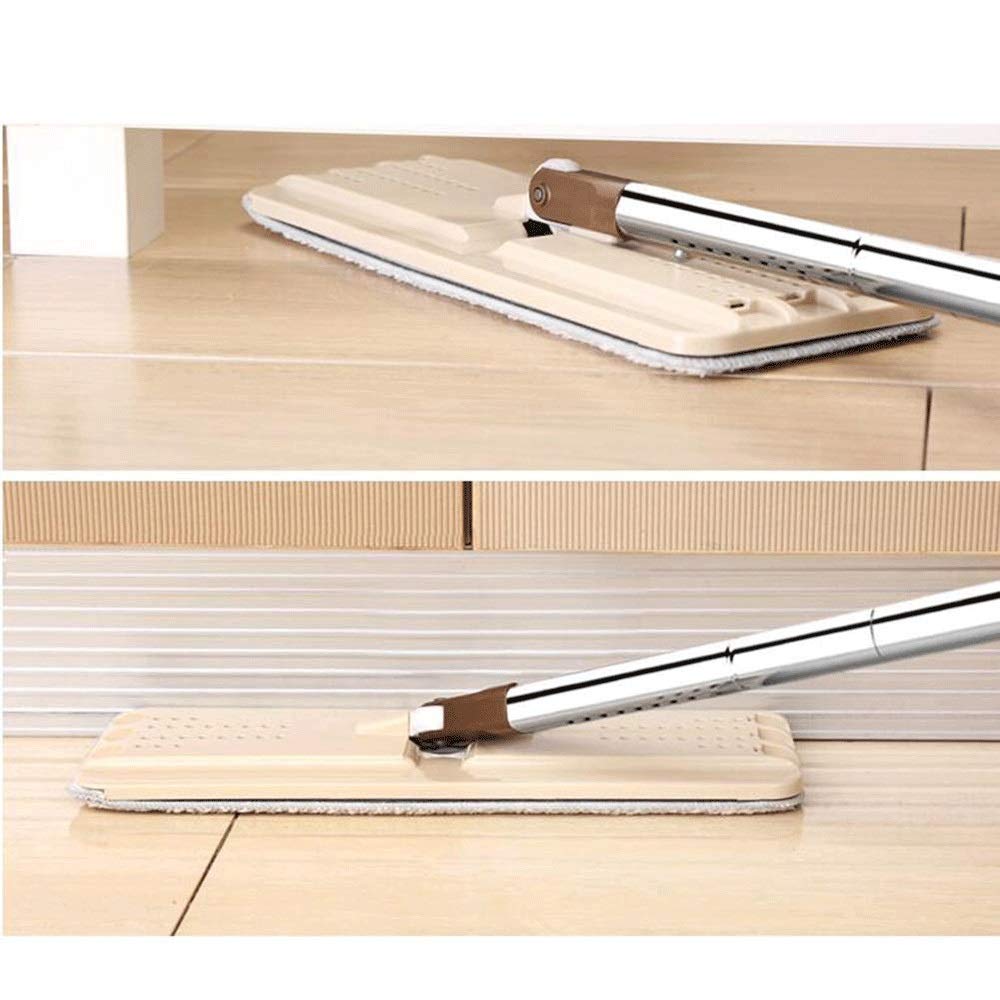 Fregona giratoria, Fregona giratoria Plana de Madera Dura con Mango Acero Inoxidable, Almohadillas Lavables y Reutilizables
