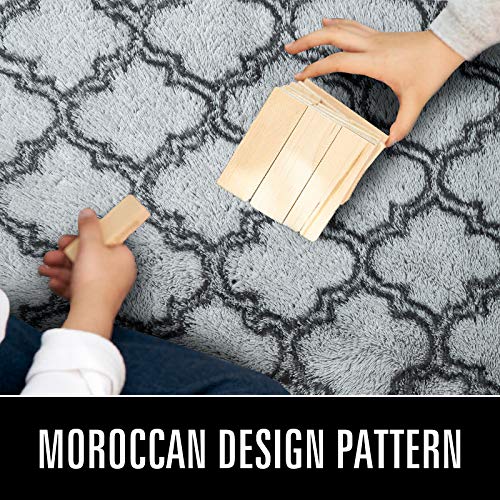 Lochas Luxury Shag Area Rug Runner Modern Indoor Plush Fluffy Rugs, Extra Soft And Comfy Carpet, Geometric Moroccan Rugs For Bedroom Living Room Girls Kids Nursery, 8X10 Feet Light Grey/White #TOP5