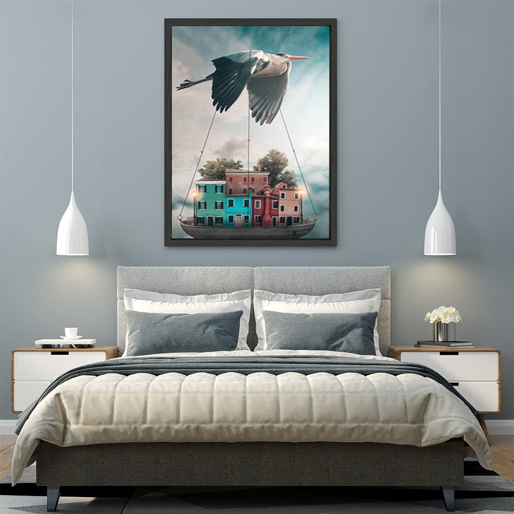 VERRE ART Wood Framed Canvas - Wall Decor for Living Room, Bedroom, Office, Hotels, Drawing Room (45in X 60in) - Storch Und Hausboote