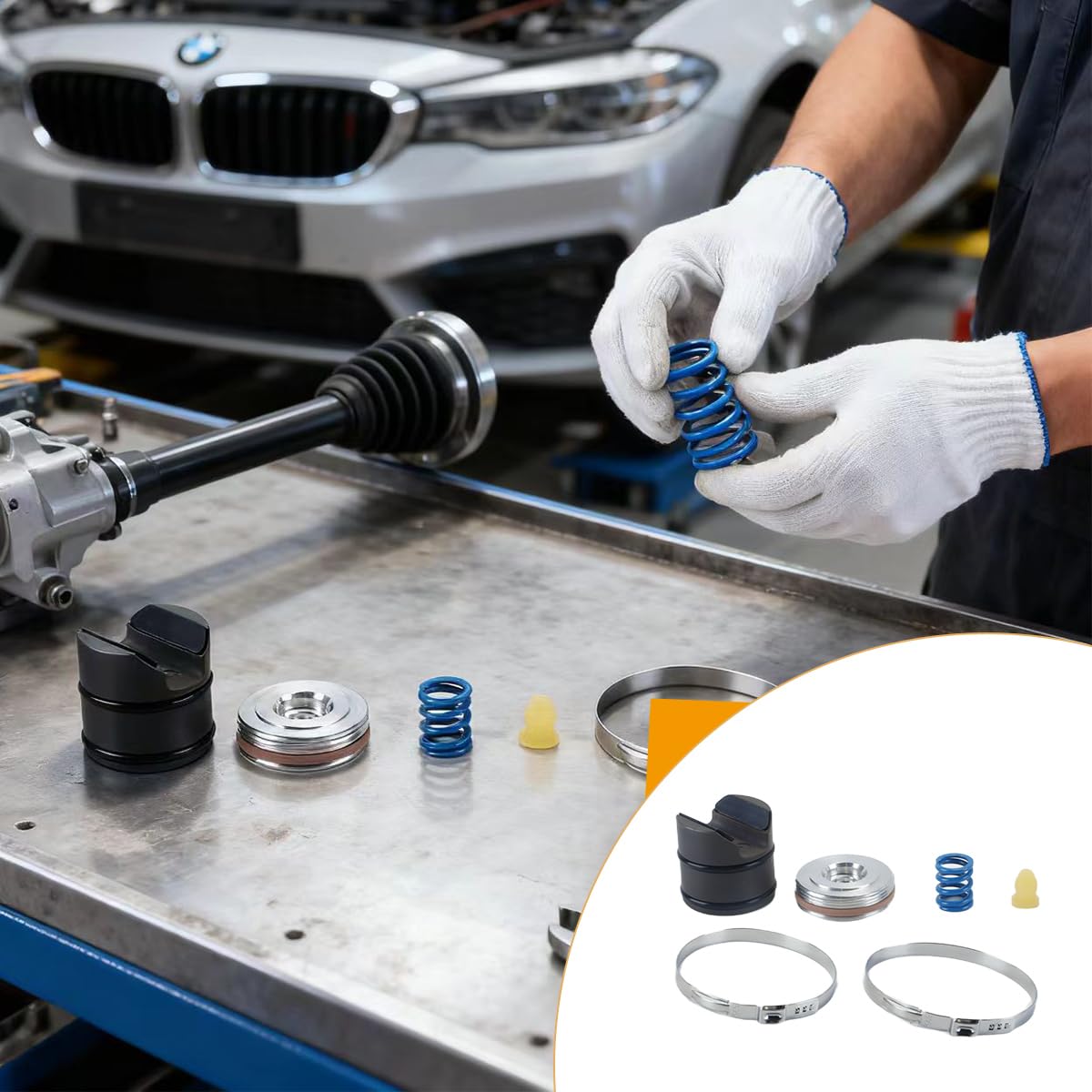 Kit de réparation de crémaillère de direction, outil de butée, compatible avec BMW Série F30 F3x 1 2 3 4 F20 F21 F32 F31 F36 F48 F25 X1 X3 X4 (ensemble de six pièces)