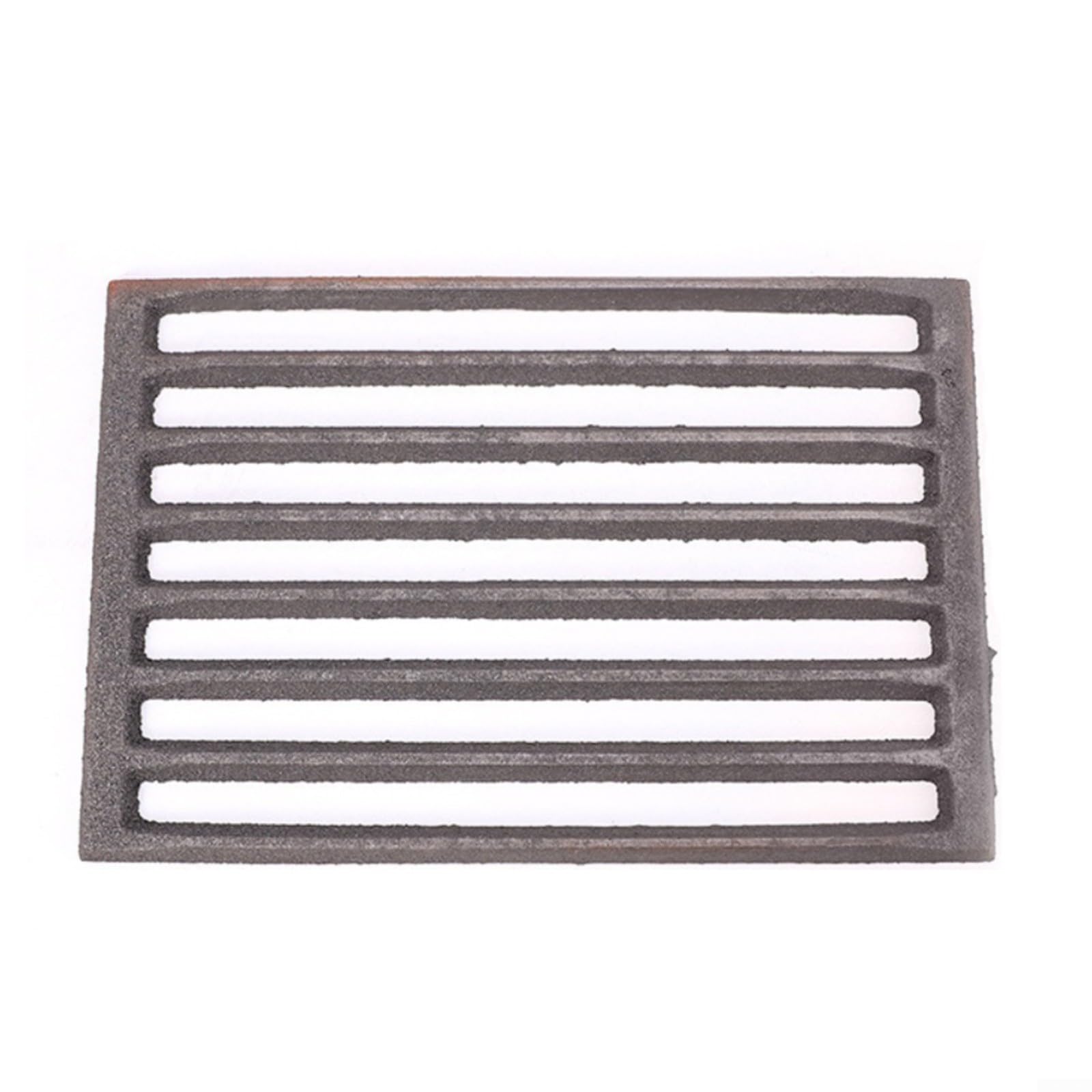 Rejilla cuadrada de hierro fundido para estufas de rastrillo, resistente, óptima circulación del aire, almacenamiento seguro de madera, fácil montaje, color negro (27 x 19,5 cm)