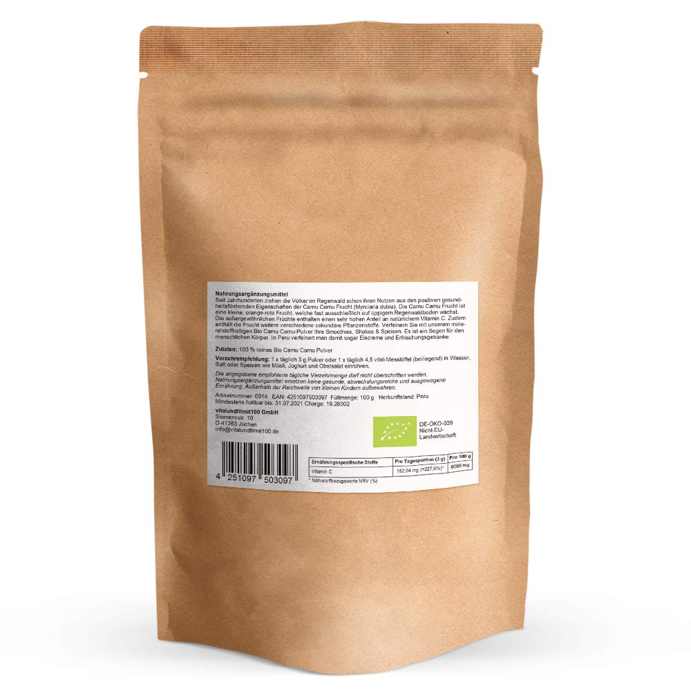 vitalundfitmit100 OPC Traubenkernextrakt 300 g + Camu Camu 100 g + Maca 100 g, Superfood