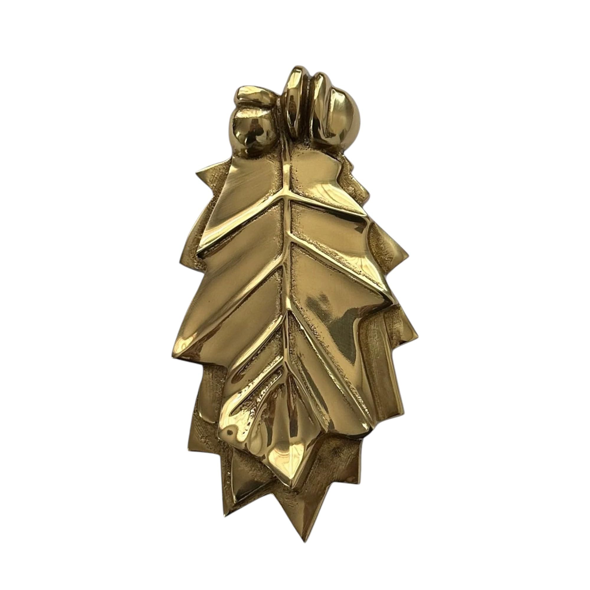 Manor Leaf Design Door Knocker For Front Door Solid Brass Finish Polished Brass