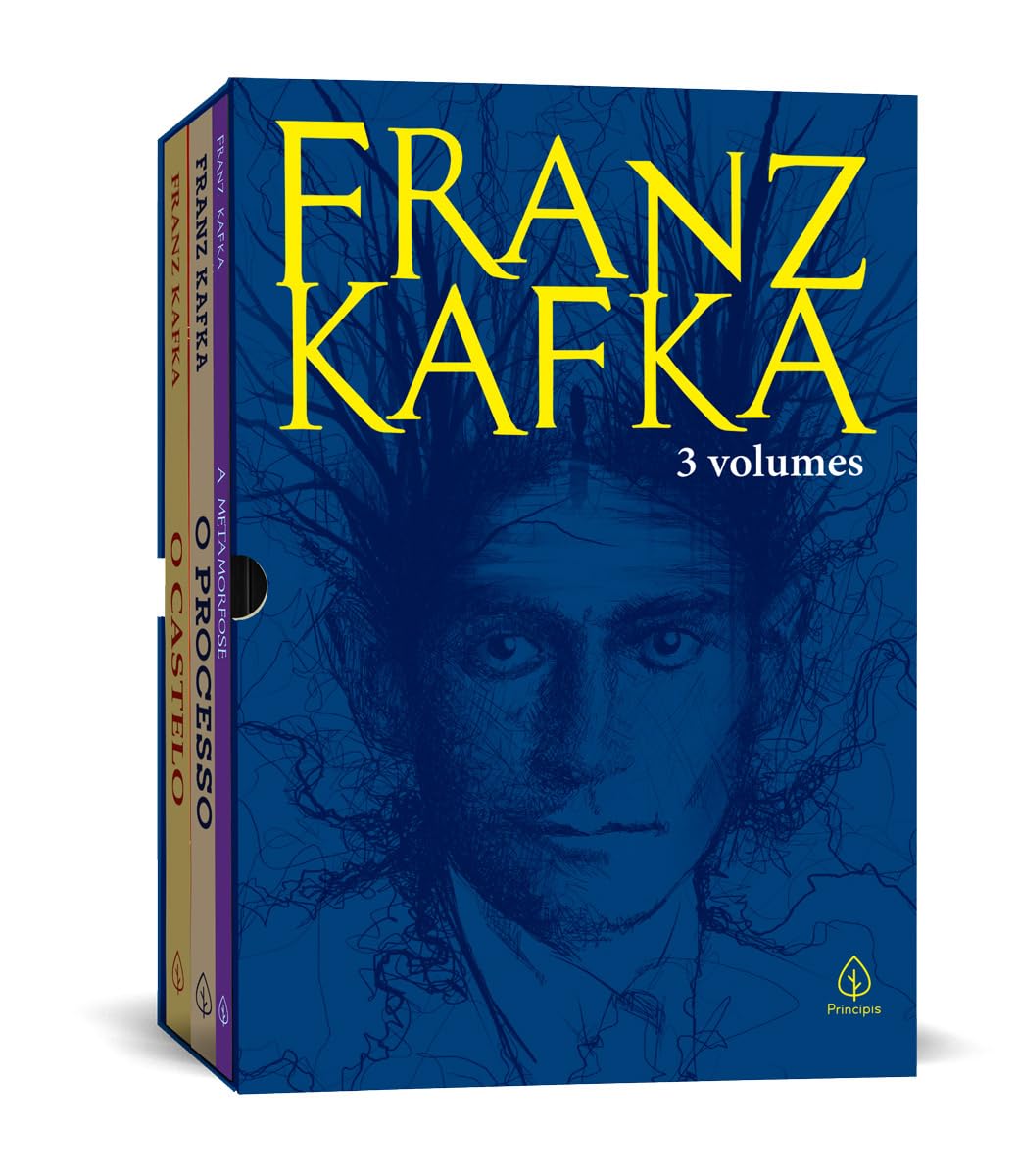 Principis Box Franz Kafka com 3 livros, bloco de anotações e marcador de páginas