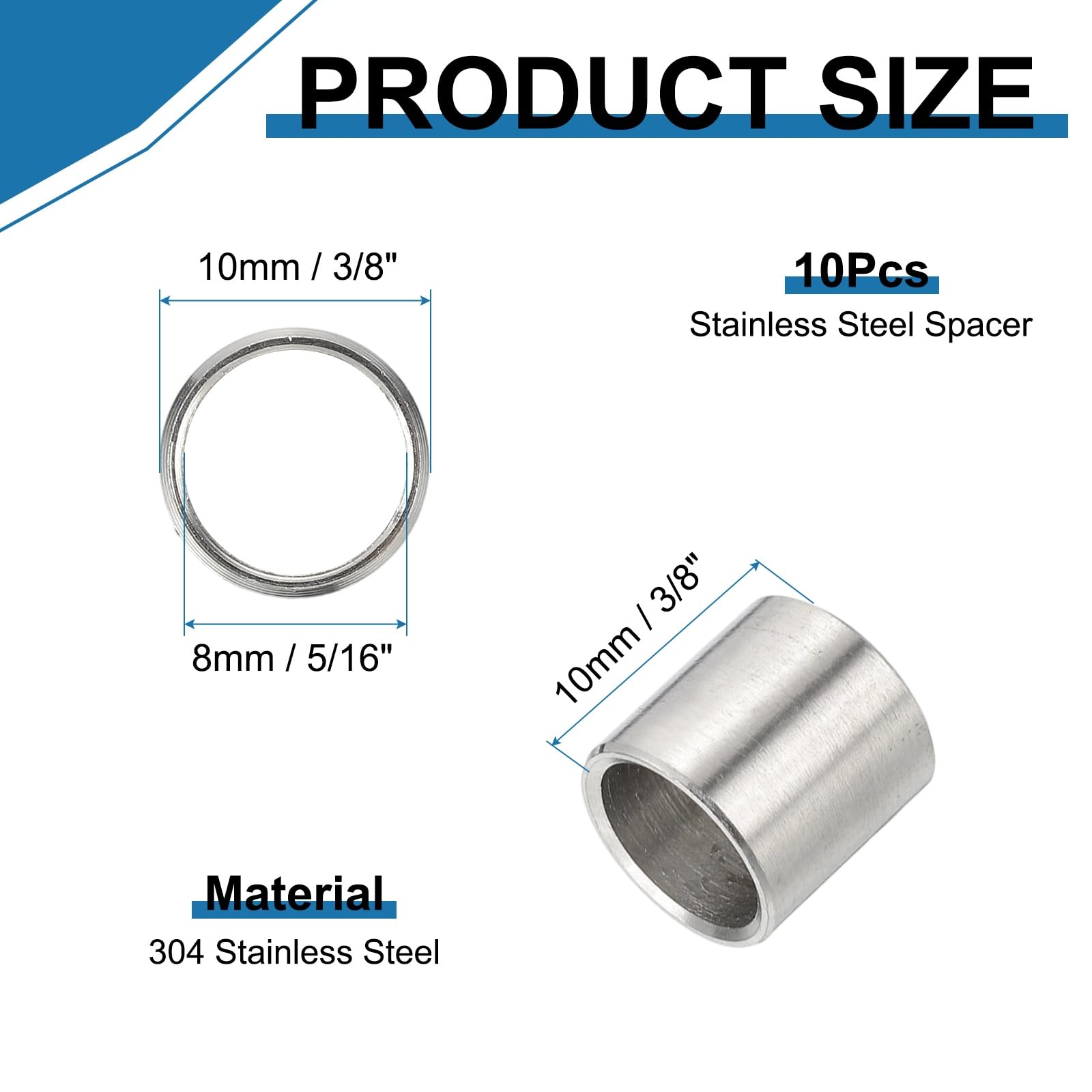 PATIKIL 304 Stainless Steel Spacer - Image 2