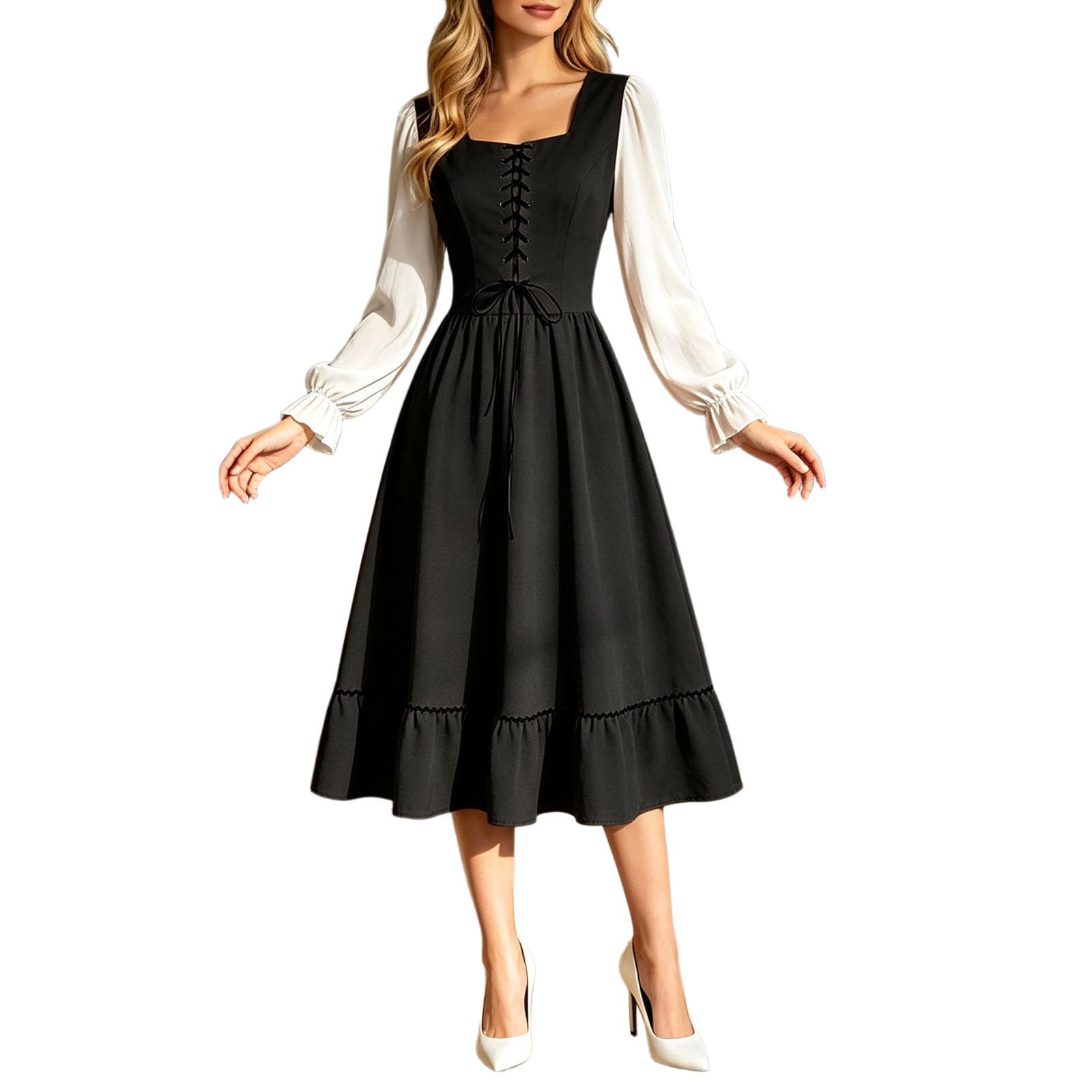 Disfraz Halloween Mujer,Vestido Medieval Renacentista Para Dama Atuendo Campestre Elegante Disfraz HistóRico Femenino Traje De Al Libre Rol Play GermáNico Victoriana
