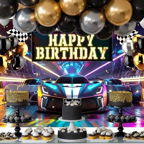 Fondo fotográfico cumpleaños coche de carreras 8Wx6H miniatura 2