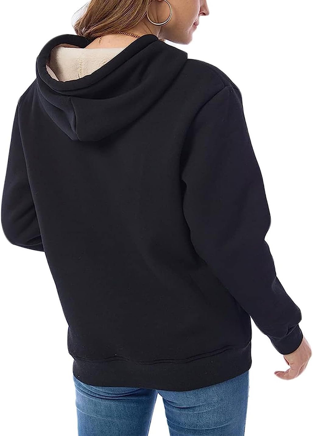 Lviefent Womens Casual Loose Fleece Sherpa Lined Hooded Pullover Sweatshirt Winter Athletic Hoodies Top - Image 4
