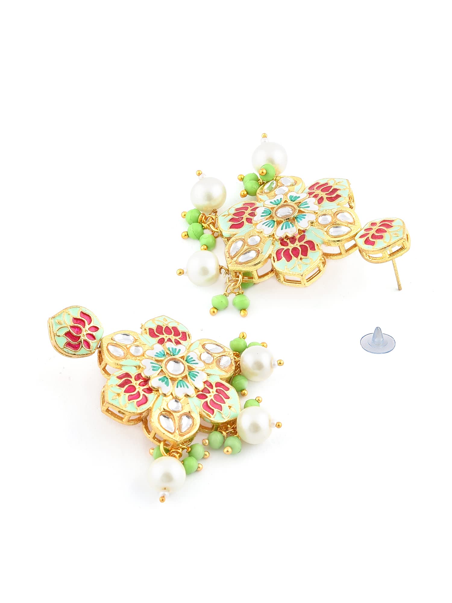 Multicolor Meenakari Multistrand Crystal Necklace & Earring Set