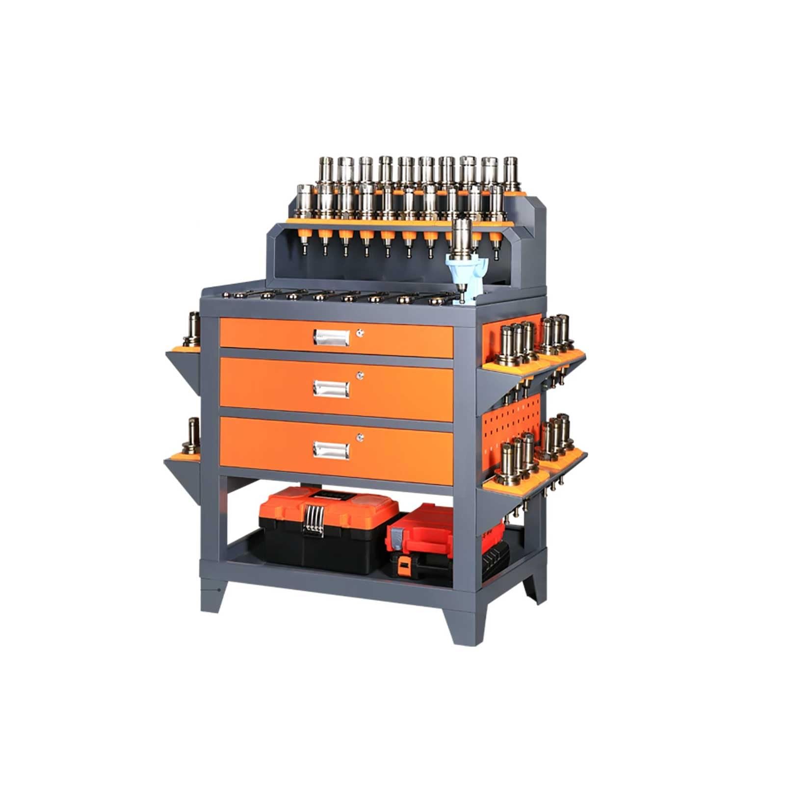 Multi-Tier Workbench Garage Tool Organizer Cabinet with Pegboard, Hanging Parts Bins, Shelves for Workshop, Home, Industrial Use(I)