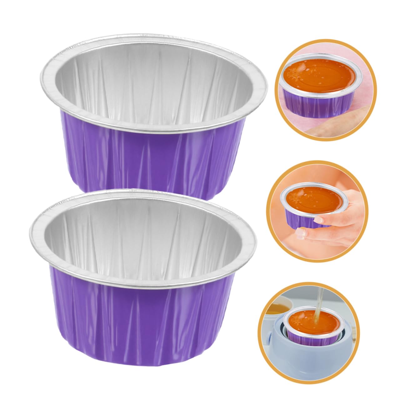 FOMIYES 8pcs Aluminum Foil Wax Melting Bowls for Hot Wax Kit Hair Removal Sugaring Supplies