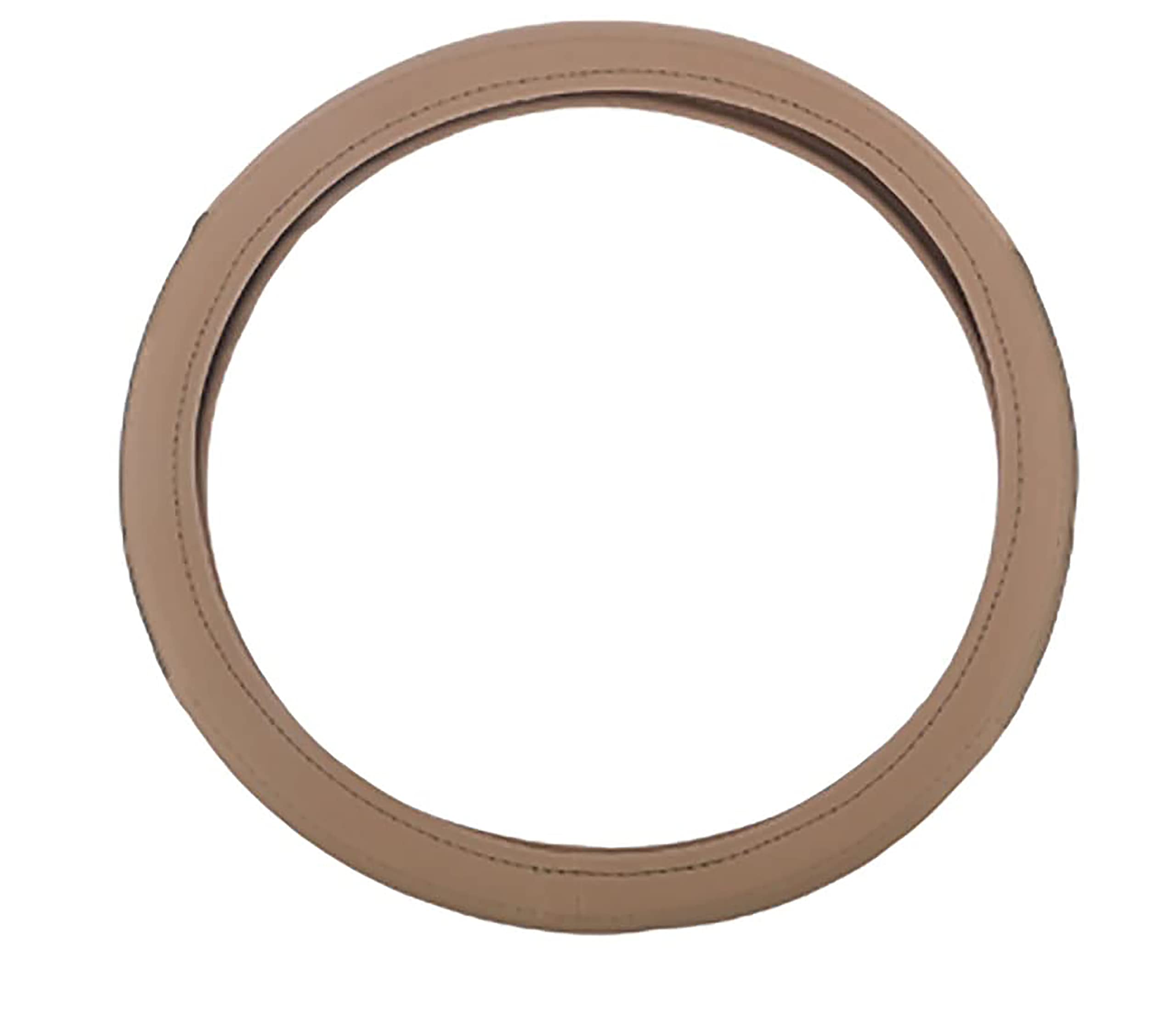 Auto Pearl - Ring Type Car Steering Wheel Cover Universal Genuine PU Non-Slip Natural Rubber Well Padded Grip Breathable Leatherite for -kodiaq(Gold Eye Beige)