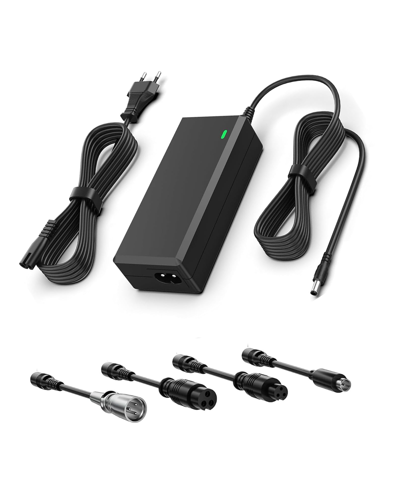 42V 2A Ladegerät für E-Scooter mit 4 Steckern, kompatibel mit Gotrax, Jetson, Hoverboard, Segway, Ninebot, Hiboy, Bird, Hoverstar, Volpam E-Scooter & E-Bikes mit 36V Akku, 3m Kabel, LED Anzeige