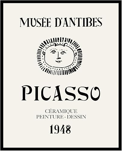 Poster Master Póster vintage de Picasso  Impresión retro de cerámica  Arte de Musee D'Antibes  Arte abstracto  Regalo para hombres y mujeres