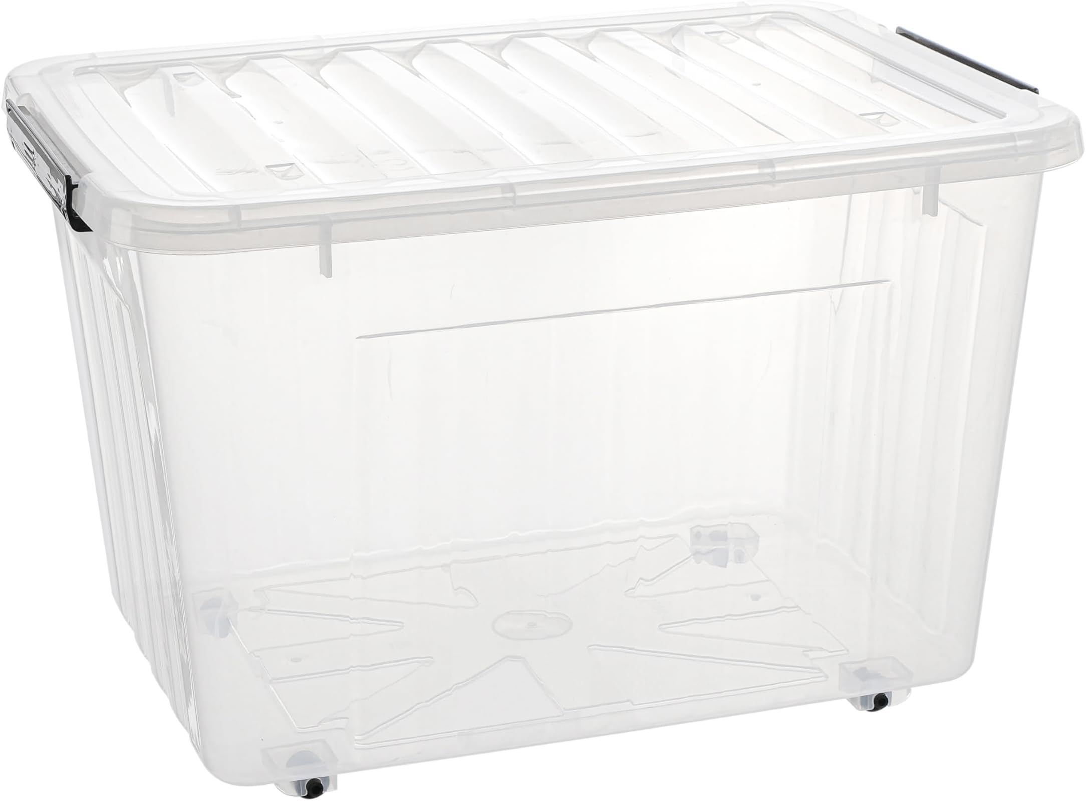 Cetomo 35L*6 Storage Box Storage Bin With Wheels Storage Container with Click Closure and Lid Stackable Transparent Organizer