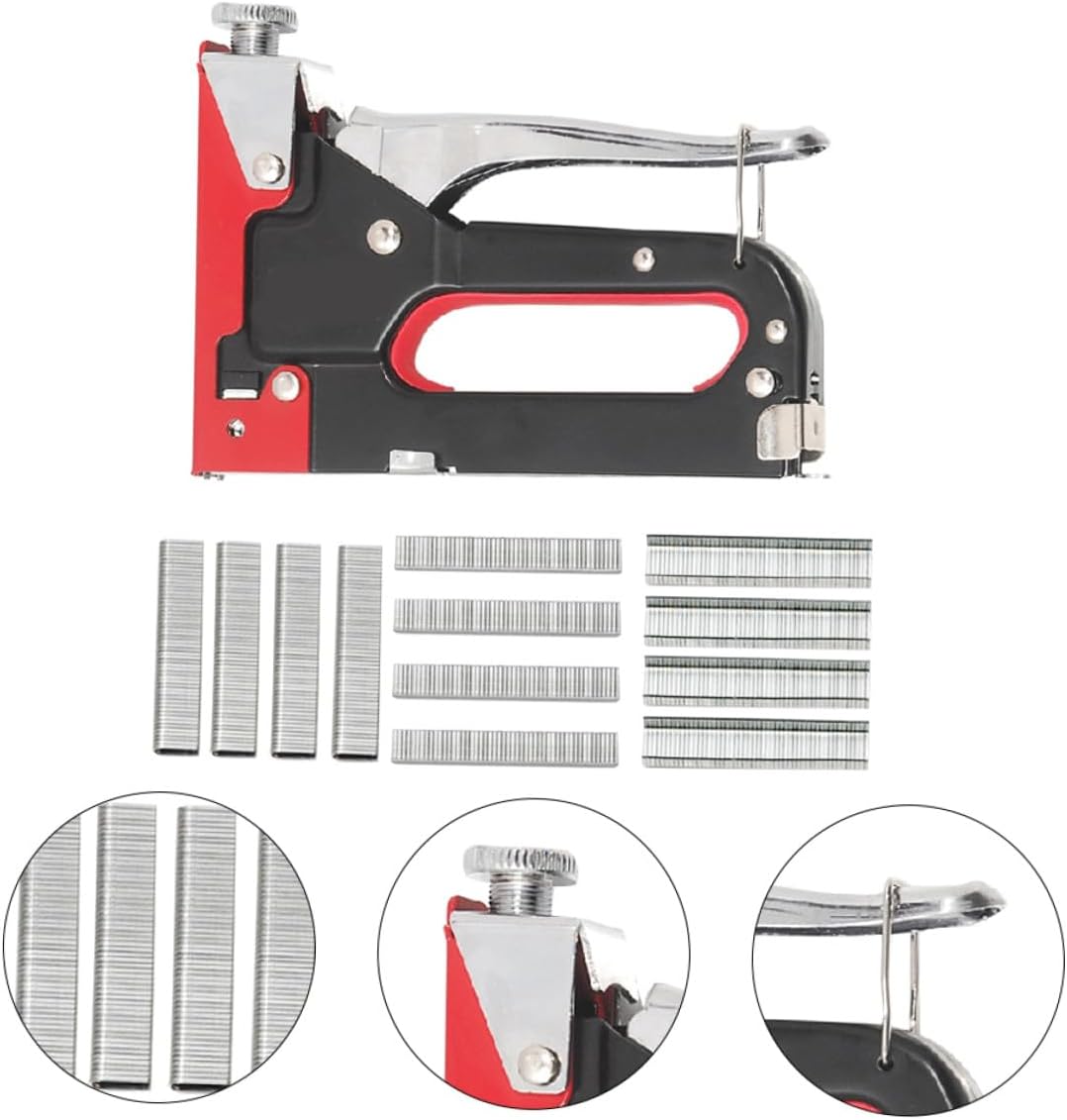 Heavy Duty 3-in-1 Manual Handheld Staple Tool with U-Shaped and T-Shaped Nails, Multi-Function Nail Gun for Renovation and Crafts, Includes 3 Boxes of Staples
