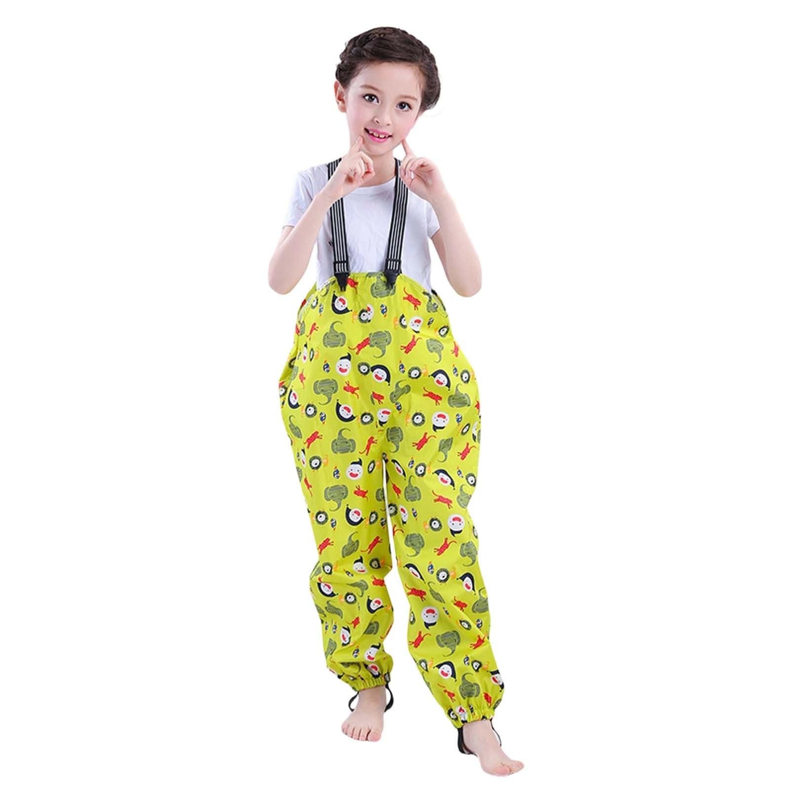 Pantalon de pluie enfant avec bretelles pantalon imperméable fille garçon vêtement pluie 4-8 ans