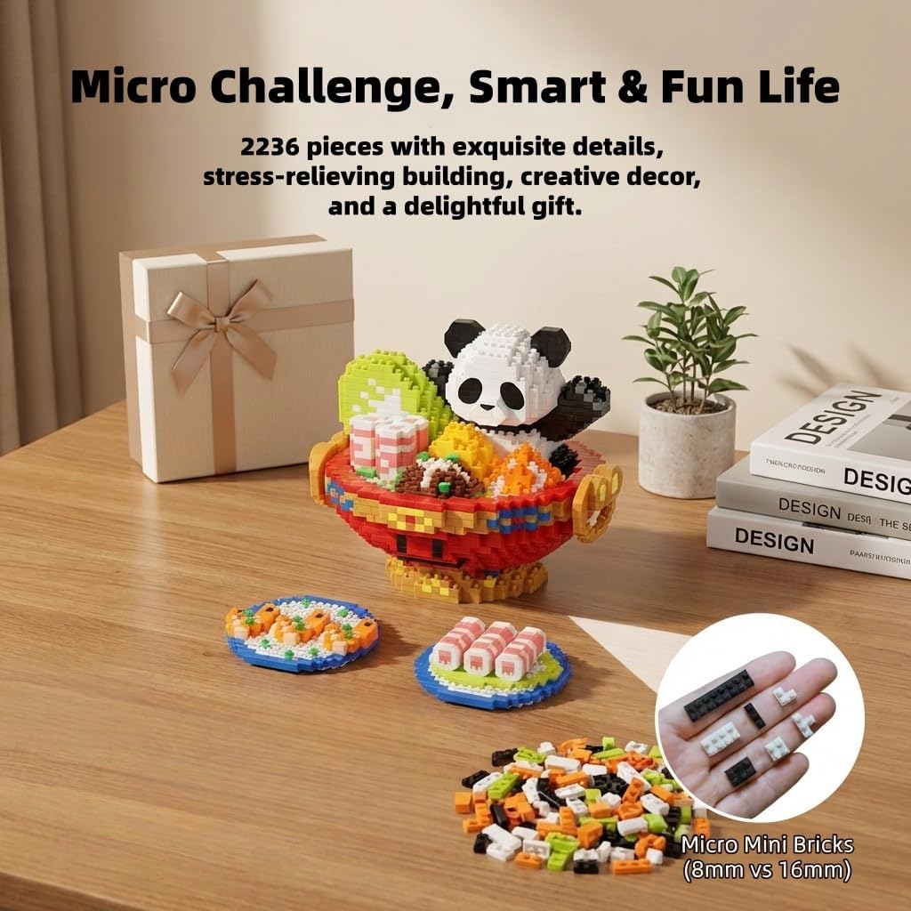QMEAKMONY Mini Building Blocks Panda Sets Cute Micro Mini Panda Building Bricks for Adults Micro Nano Bricks Perfect Party Favors for Teenagers(2236 PCS)