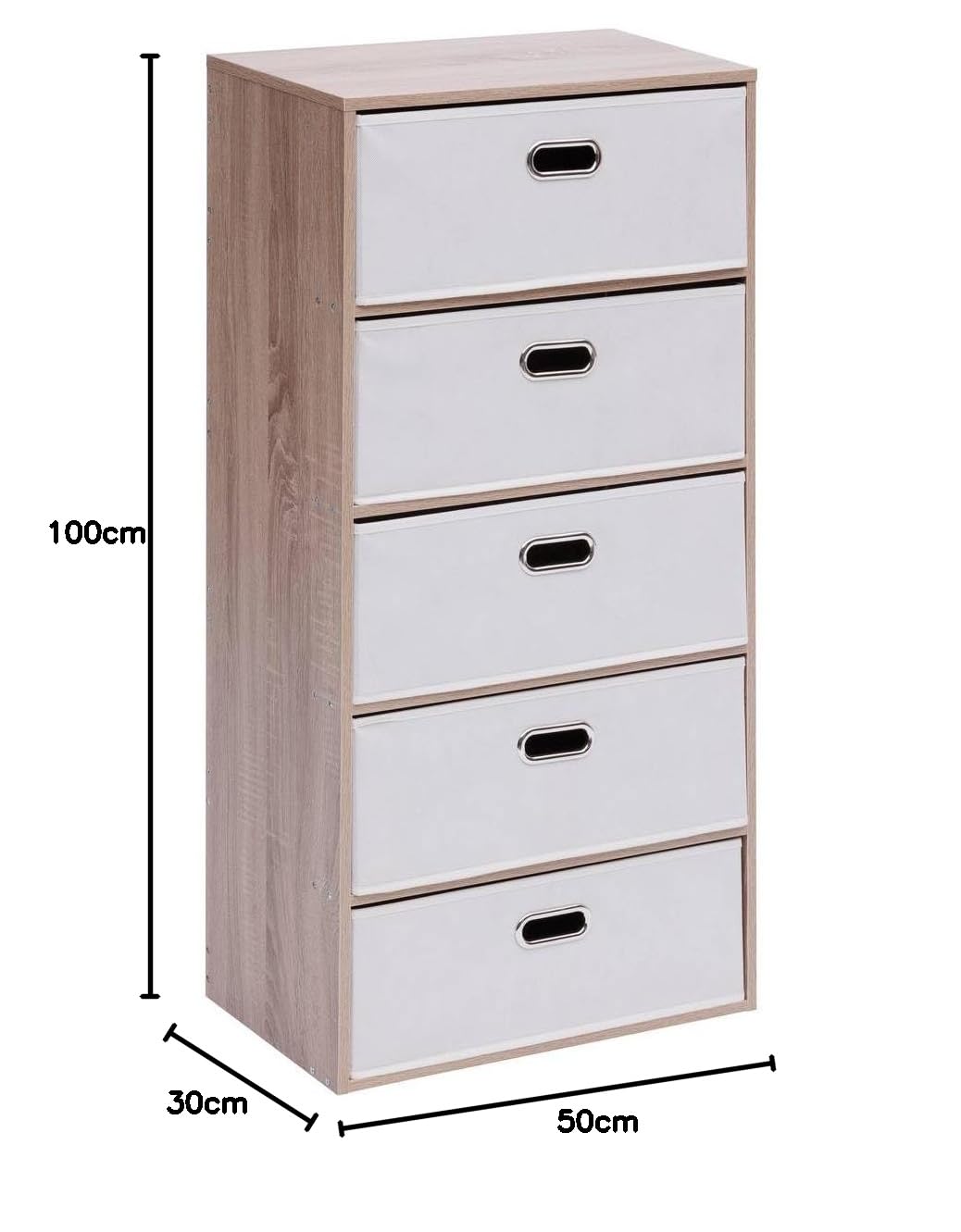 5 five simply smart 5Five - Commode Dress UP Beige - 5 Tiroirs - 50x30x100cm - Meuble de Rangement Fonctionnel, Organisation Chambre, Mobilier Design et Pratique