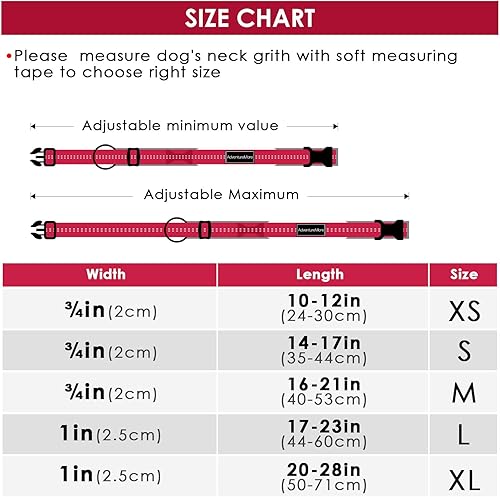 Miniatura 6 de AdventureMore Collar para perro pequeño, mediano y grande, de neopreno suave, acolchado, de nailon resistente, hebilla de liberación rápida,