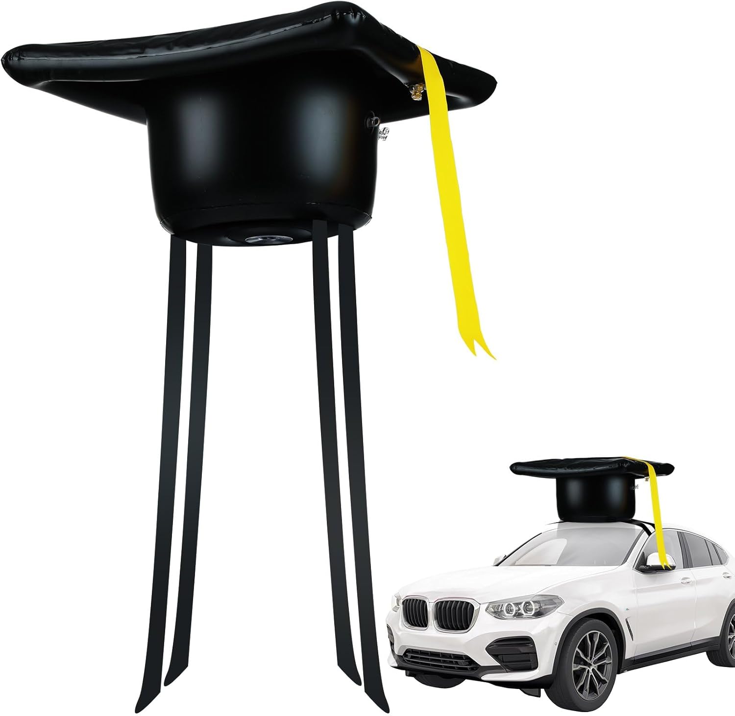Seenelling 20 Inch Large Inflatable Graduation Cap Car Decoration Class of 2026 Golf Cart Graduation Cap PVC Blow up Decor for Car Roof High School Collage Party Favor Grad Parade(Black)