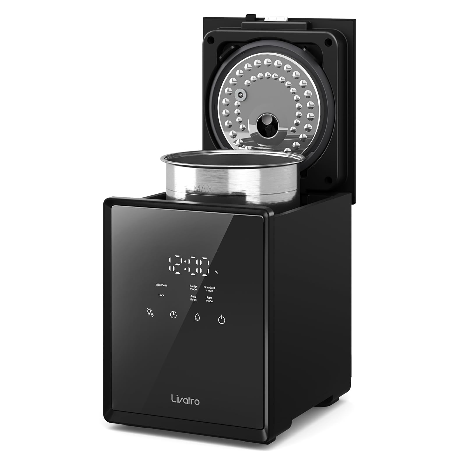 Livatro Luftbefeuchter Schlafzimmer Top-Fill, 3L Edelstahl Warmnebel Luftbefeuchter, Reduziert 99,97% der Bakterien, Für Schlafzimmer und Wohnzimmer, Spülmaschinenfest Humidifier,mit Schlafmodus